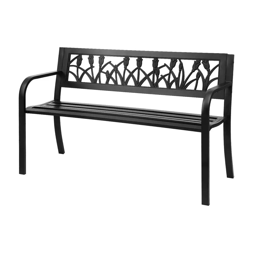 Gardeon Outdoor Garden Bench Seat Outdoor Furniture Steel 2 Seater Park Black - Furniture > Outdoor > Outdoor Benches