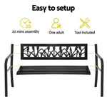 Gardeon Outdoor Garden Bench Seat Outdoor Furniture Steel 2 Seater Park Black - Furniture > Outdoor > Outdoor Benches