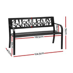 Gardeon Outdoor Garden Bench Seat Outdoor Furniture Steel 2 Seater Park Black - Furniture > Outdoor > Outdoor Benches