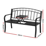Gardeon Outdoor Garden Bench Seat Loveseat Steel Foldable Table Patio Furniture Black - Furniture > Outdoor > Outdoor