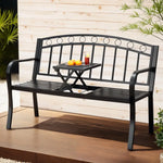 Gardeon Outdoor Garden Bench Seat Loveseat Steel Foldable Table Patio Furniture Black - Furniture > Outdoor > Outdoor