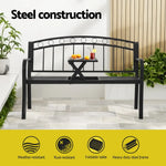 Gardeon Outdoor Garden Bench Seat Loveseat Steel Foldable Table Patio Furniture Black - Furniture > Outdoor > Outdoor