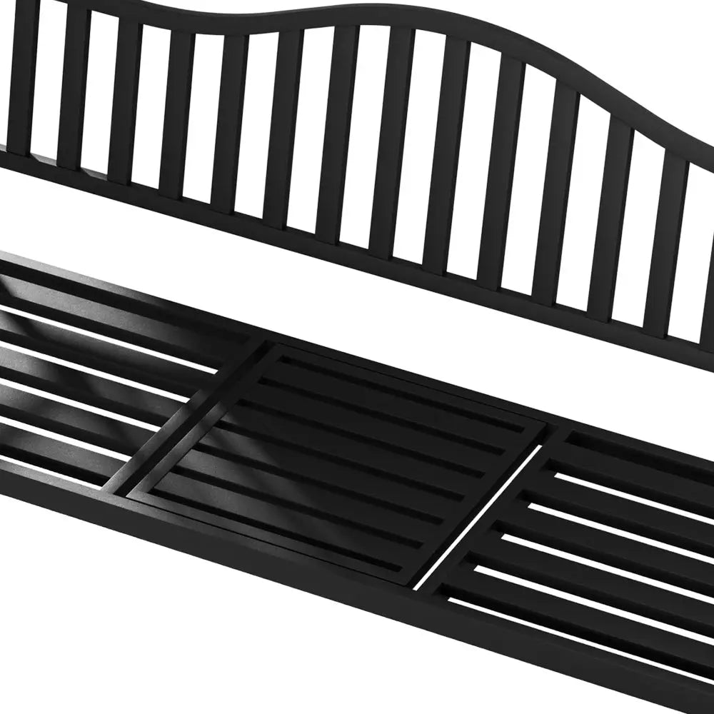 Gardeon Outdoor Garden Bench Seat Loveseat Steel Foldable Table Patio Furniture Black - Furniture > Outdoor