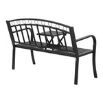 Gardeon Outdoor Garden Bench Seat Loveseat Steel Foldable Table Patio Furniture Black - Furniture > Outdoor > Outdoor