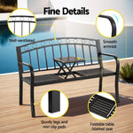 Gardeon Outdoor Garden Bench Seat Loveseat Steel Foldable Table Patio Furniture Black - Furniture > Outdoor > Outdoor