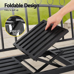 Gardeon Outdoor Garden Bench Seat Loveseat Steel Foldable Table Patio Furniture Black - Furniture > Outdoor > Outdoor