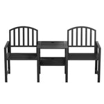 Gardeon Outdoor Garden Bench Seat Loveseat Steel Table Chairs Patio Furniture Black - Furniture > Outdoor
