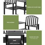 Gardeon Outdoor Garden Bench Seat Loveseat Steel Table Chairs Patio Furniture Black - Furniture > Outdoor