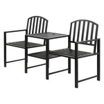 Gardeon Outdoor Garden Bench Seat Loveseat Steel Table Chairs Patio Furniture Black - Furniture > Outdoor