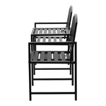 Gardeon Outdoor Garden Bench Seat Loveseat Steel Table Chairs Patio Furniture Black - Furniture > Outdoor
