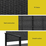 Gardeon Outdoor Garden Bench Seat Rattan Chair Steel Patio Furniture Park Grey - Furniture > Outdoor