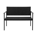 Gardeon Outdoor Garden Bench Seat Rattan Chair Steel Patio Furniture Park Black - Furniture > Outdoor