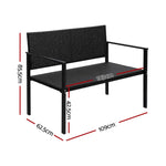 Gardeon Outdoor Garden Bench Seat Rattan Chair Steel Patio Furniture Park Black - Furniture > Outdoor