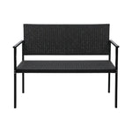 Gardeon Outdoor Garden Bench Seat Rattan Chair Steel Patio Furniture Park Grey - Furniture > Outdoor