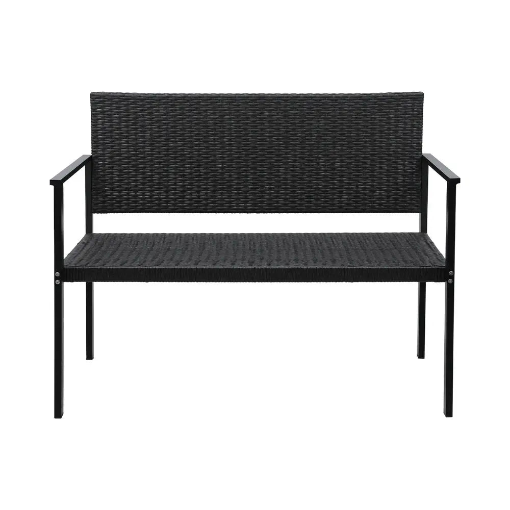 Gardeon Outdoor Garden Bench Seat Rattan Chair Steel Patio Furniture Park Grey - Furniture > Outdoor