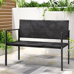 Gardeon Outdoor Garden Bench Seat Rattan Chair Steel Patio Furniture Park Grey - Furniture > Outdoor