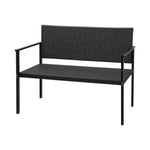 Gardeon Outdoor Garden Bench Seat Rattan Chair Steel Patio Furniture Park Grey - Furniture > Outdoor
