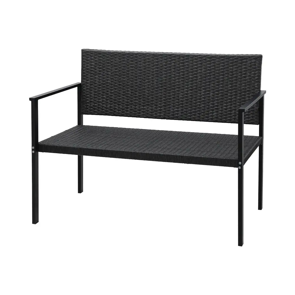Gardeon Outdoor Garden Bench Seat Rattan Chair Steel Patio Furniture Park Grey - Furniture > Outdoor