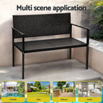 Gardeon Outdoor Garden Bench Seat Rattan Chair Steel Patio Furniture Park Black - Furniture > Outdoor