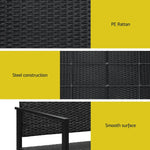 Gardeon Outdoor Garden Bench Seat Rattan Chair Steel Patio Furniture Park Black - Furniture > Outdoor