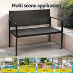 Gardeon Outdoor Garden Bench Seat Rattan Chair Steel Patio Furniture Park Grey - Furniture > Outdoor