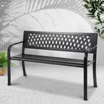 Gardeon Outdoor Garden Bench Seat Steel Outdoor Furniture 2 Seater Park Black - Furniture > Outdoor