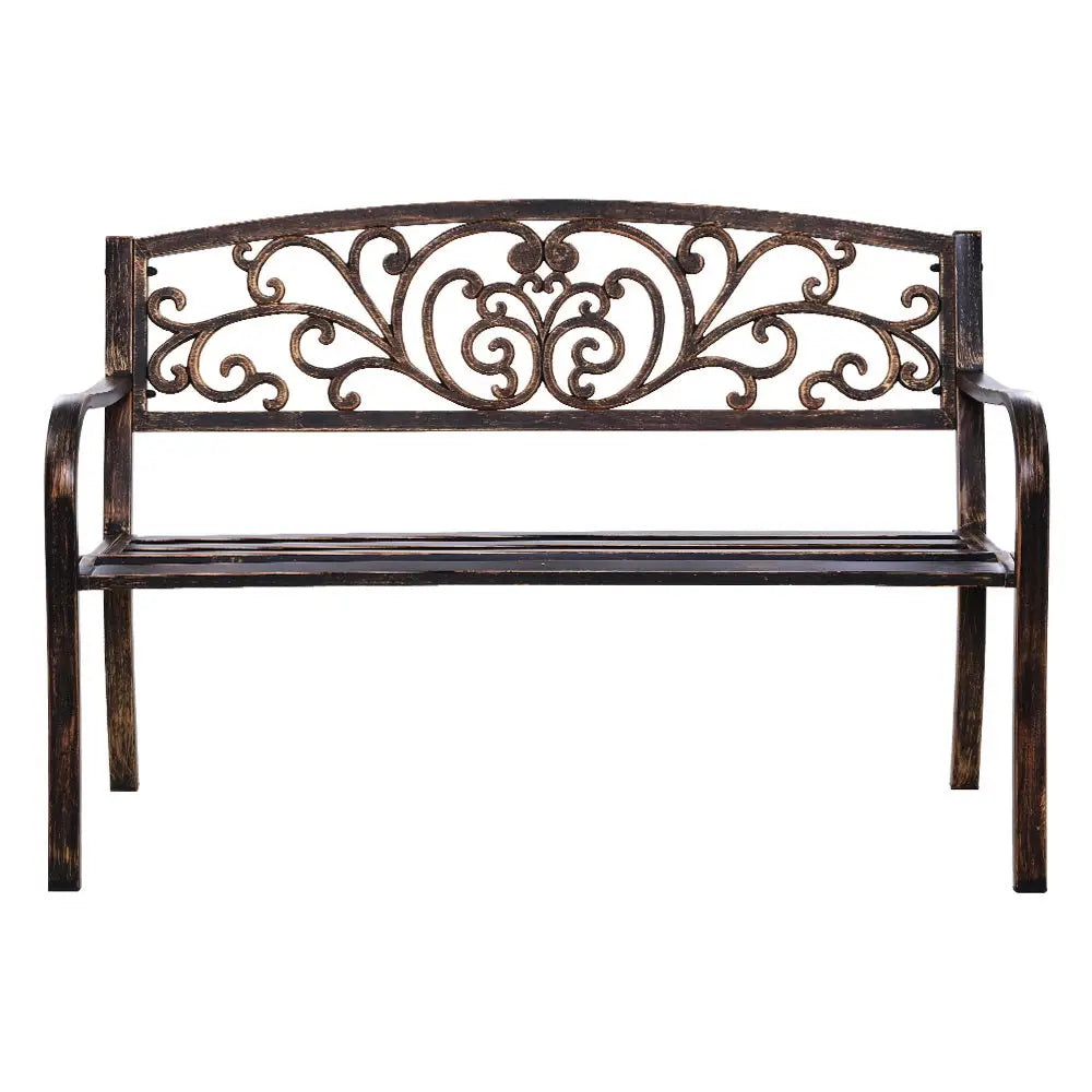 Gardeon Outdoor Garden Bench Seat Steel Outdoor Furniture 3 Seater Park Bronze - Furniture > Outdoor