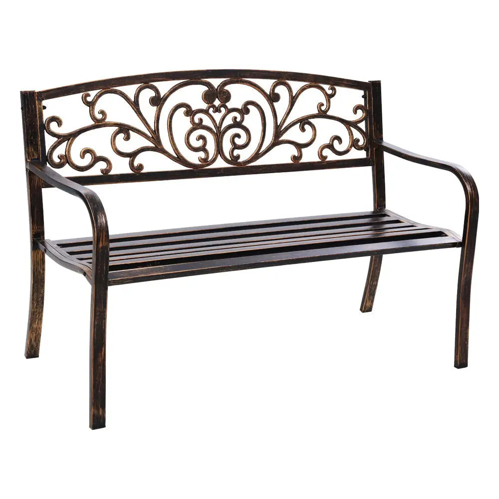 Gardeon Outdoor Garden Bench Seat Steel Outdoor Furniture 3 Seater Park Bronze - Furniture > Outdoor
