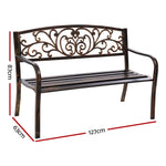 Gardeon Outdoor Garden Bench Seat Steel Outdoor Furniture 3 Seater Park Bronze - Furniture > Outdoor