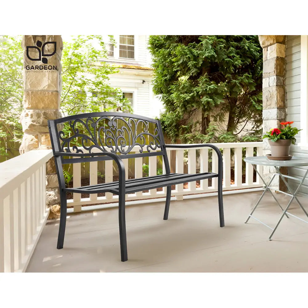 Gardeon Outdoor Garden Bench Seat Steel Outdoor Furniture 3 Seater Park Black - Furniture > Outdoor