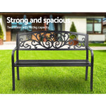 Gardeon Outdoor Garden Bench Seat Steel Outdoor Furniture 3 Seater Park Black - Furniture > Outdoor