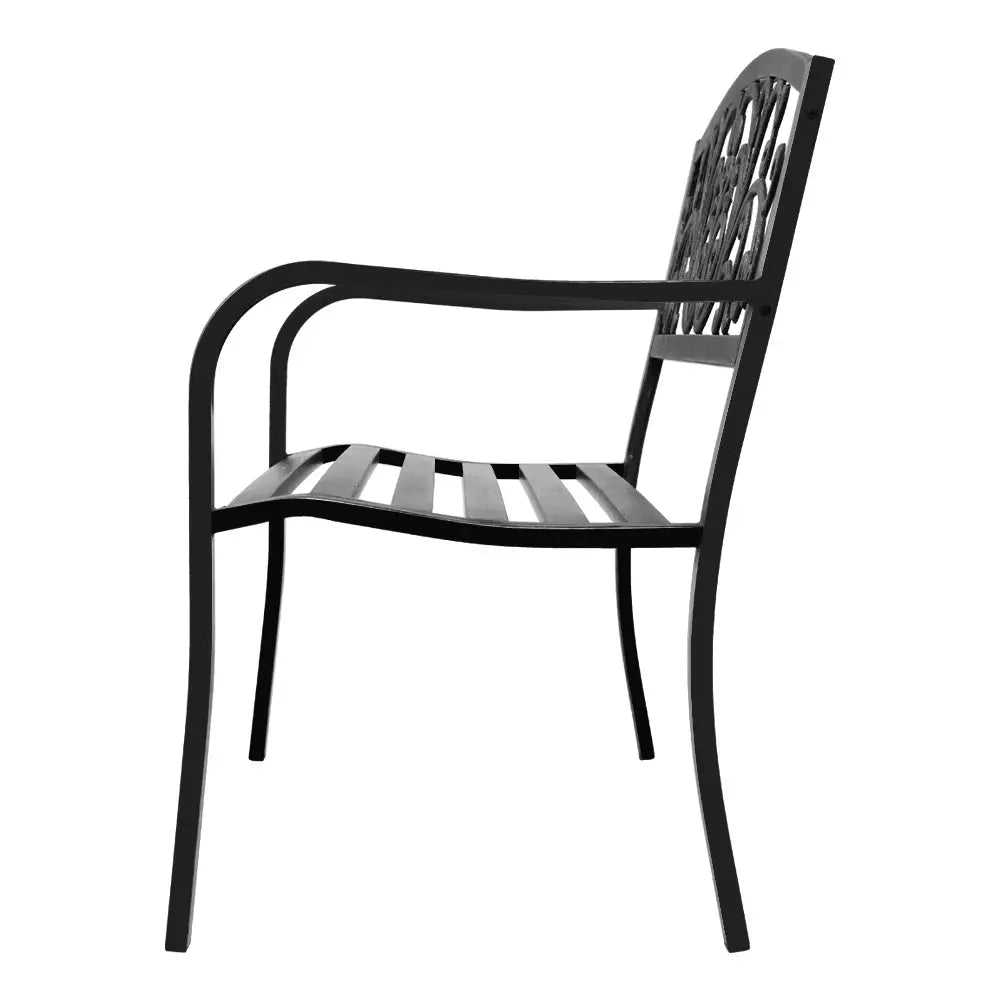 Gardeon Outdoor Garden Bench Seat Steel Outdoor Furniture 3 Seater Park Black - Furniture > Outdoor