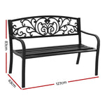 Gardeon Outdoor Garden Bench Seat Steel Outdoor Furniture 3 Seater Park Black - Furniture > Outdoor