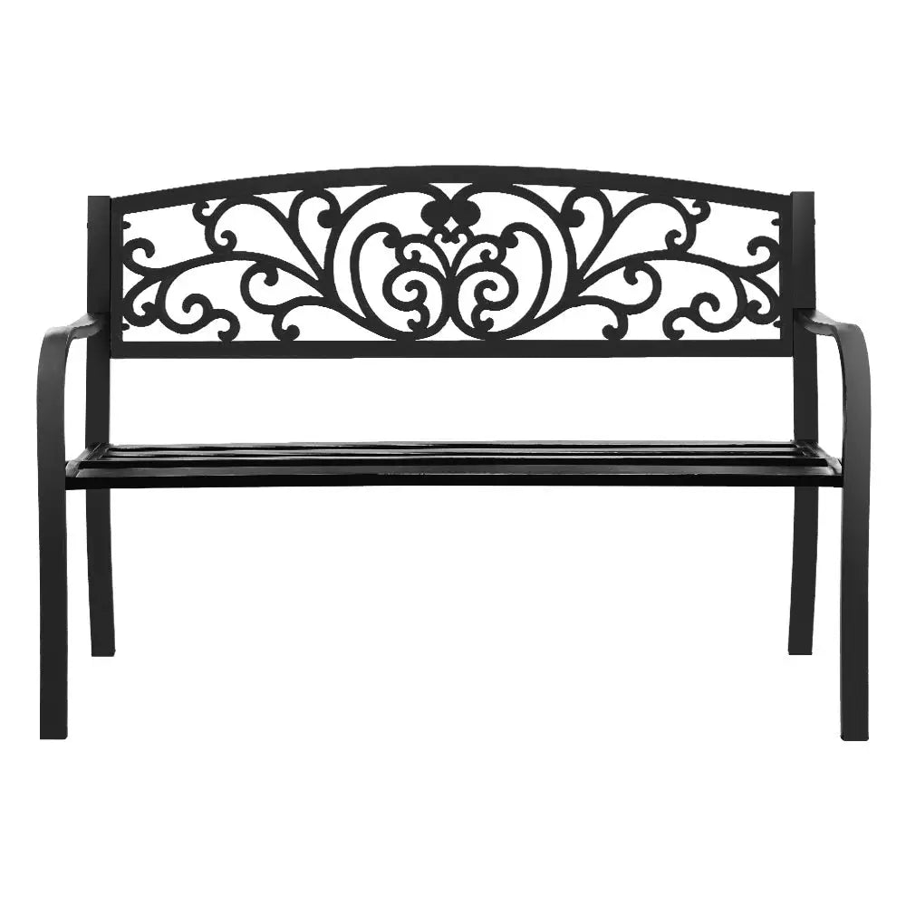 Gardeon Outdoor Garden Bench Seat Steel Outdoor Furniture 3 Seater Park Black - Furniture > Outdoor