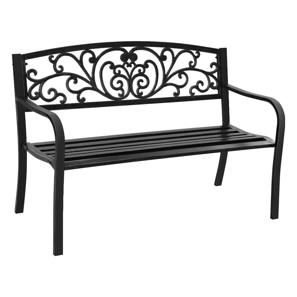 Gardeon Outdoor Garden Bench Seat Steel Outdoor Furniture 3 Seater Park Black - Furniture > Outdoor