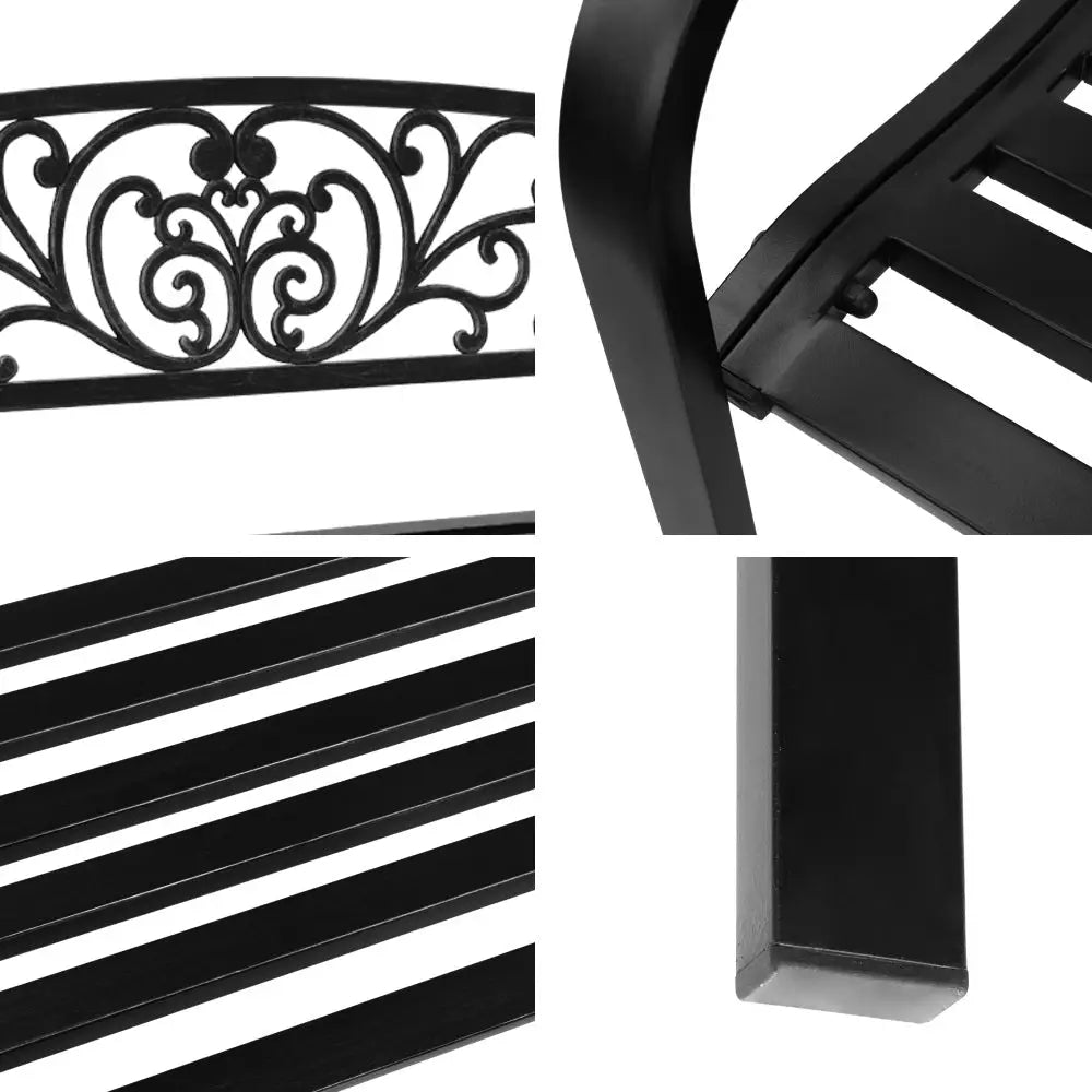 Gardeon Outdoor Garden Bench Seat Steel Outdoor Furniture 3 Seater Park Black - Furniture > Outdoor