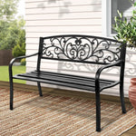 Gardeon Outdoor Garden Bench Seat Steel Outdoor Furniture 3 Seater Park Black - Furniture > Outdoor