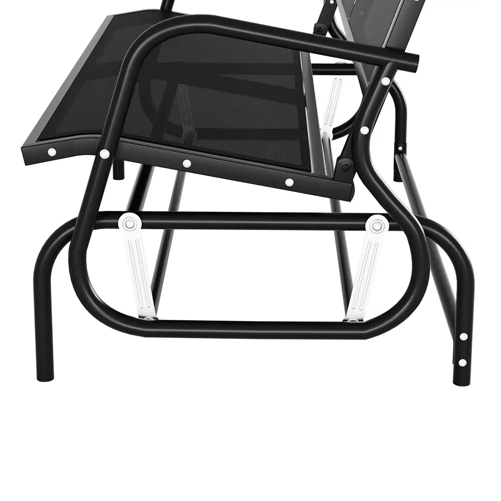 Gardeon Outdoor Garden Bench Seat Swing Glider Rocking 2 Seater Patio Furniture Black - Furniture > Outdoor