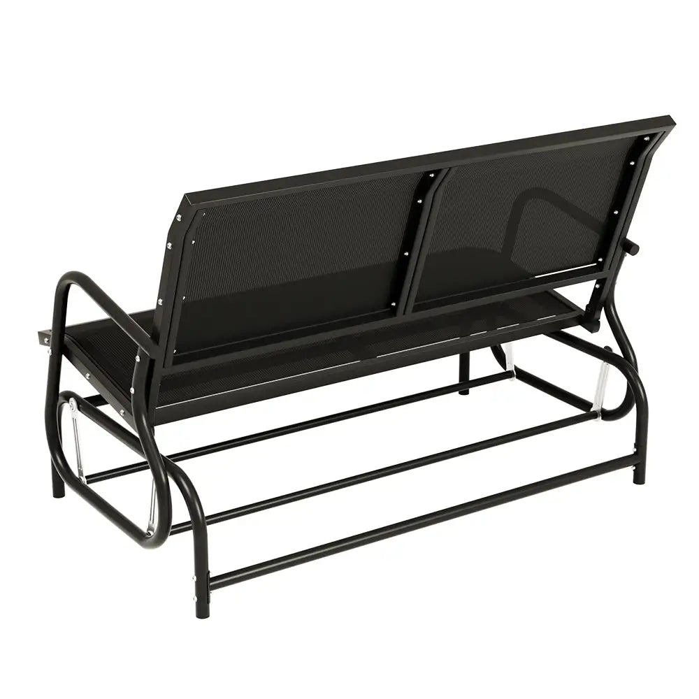 Gardeon Outdoor Garden Bench Seat Swing Glider Rocking 2 Seater Patio Furniture Black - Furniture > Outdoor