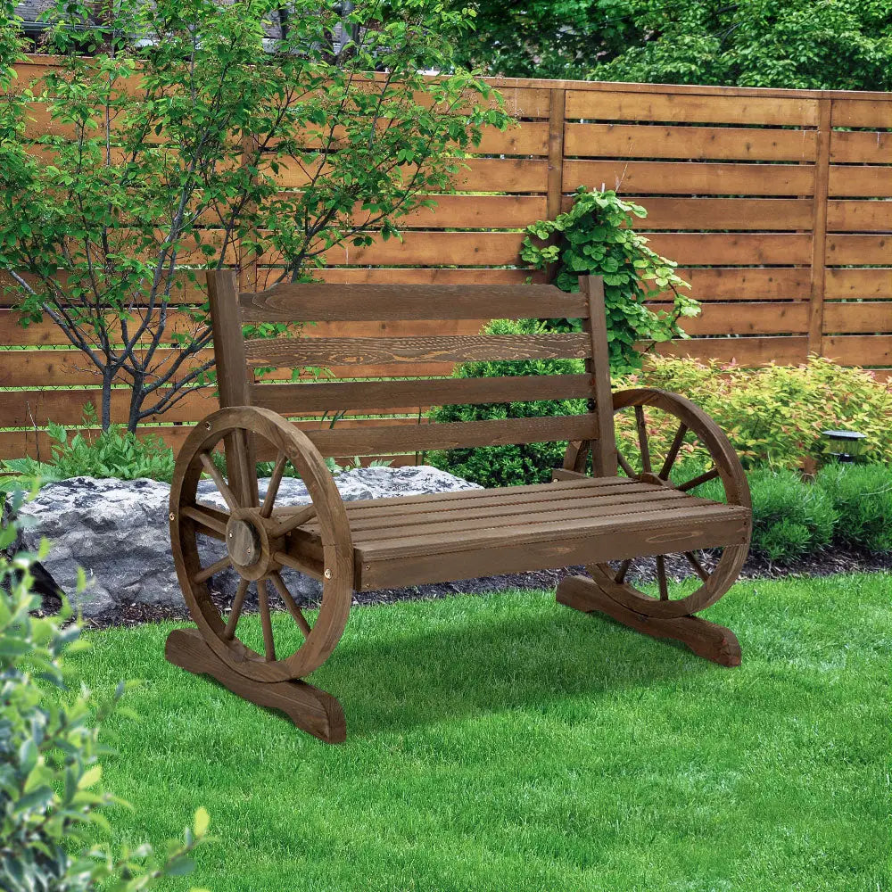 Gardeon Outdoor Garden Bench Wooden 2 Seat Wagon Chair Patio Furniture Teak - Furniture > Outdoor
