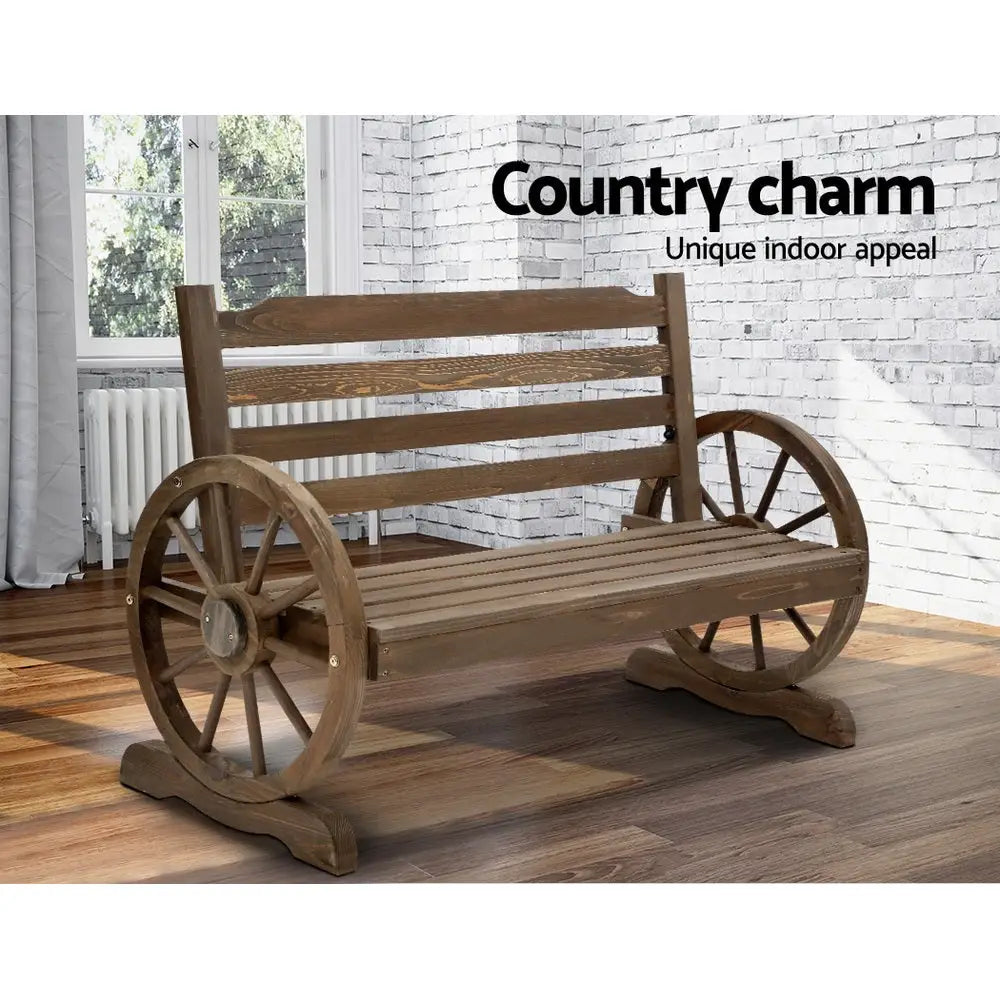 Gardeon Outdoor Garden Bench Wooden 2 Seat Wagon Chair Patio Furniture Teak - Furniture > Outdoor