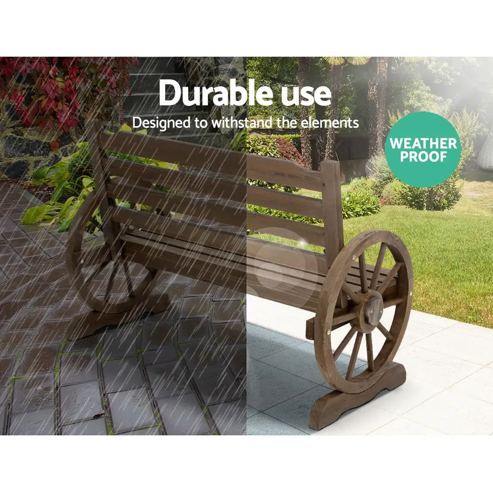 Gardeon Outdoor Garden Bench Wooden 2 Seat Wagon Chair Patio Furniture Teak - Furniture > Outdoor