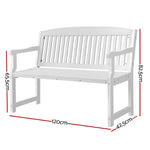 Gardeon Outdoor Garden Bench Wooden 2 Seater Lounge Chair Patio Furniture White - Furniture > Outdoor