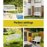 Gardeon Outdoor Garden Bench Wooden 2 Seater Lounge Chair Patio Furniture White - Furniture > Outdoor
