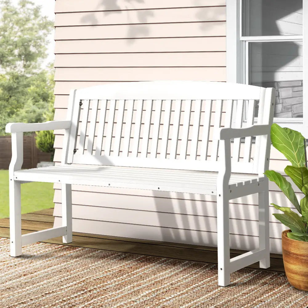 Gardeon Outdoor Garden Bench Wooden 2 Seater Lounge Chair Patio Furniture White - Furniture > Outdoor