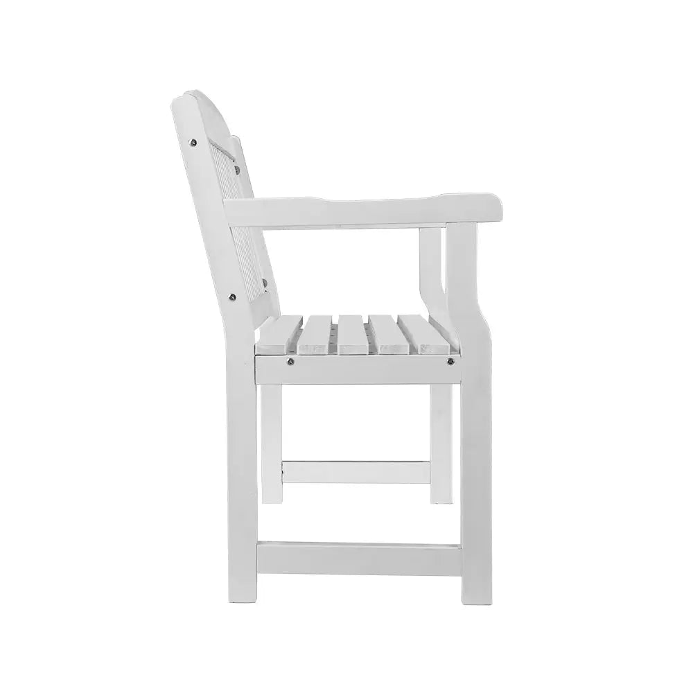Gardeon Outdoor Garden Bench Wooden 2 Seater Lounge Chair Patio Furniture White - Furniture > Outdoor