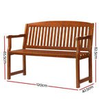Gardeon Outdoor Garden Bench Wooden 2 Seater Lounge Chair Patio Furniture Brown - Furniture > Outdoor
