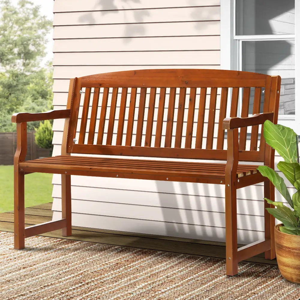 Gardeon Outdoor Garden Bench Wooden 2 Seater Lounge Chair Patio Furniture Brown - Furniture > Outdoor