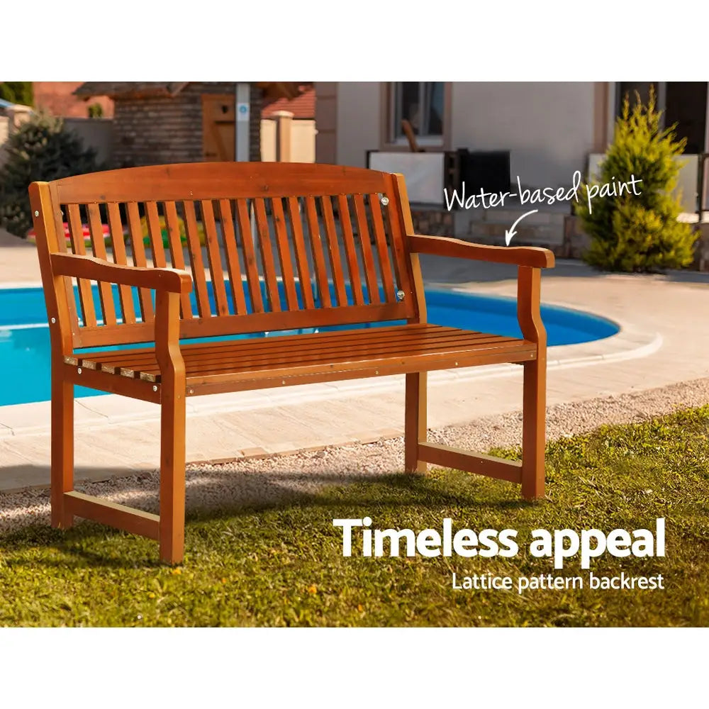 Gardeon Outdoor Garden Bench Wooden 2 Seater Lounge Chair Patio Furniture Brown - Furniture > Outdoor
