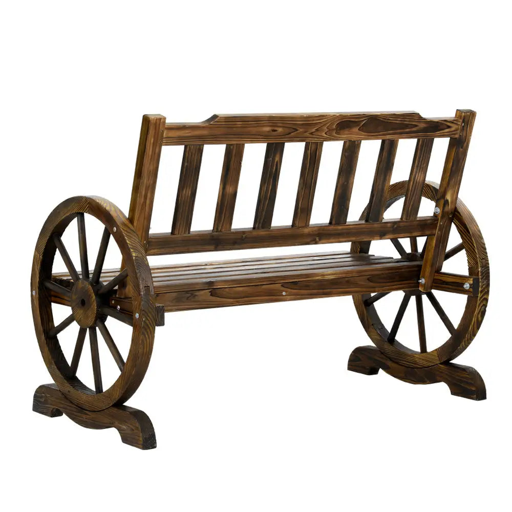 Gardeon Outdoor Garden Bench Wooden 2 Seater Wagon Chair Patio Furniture Brown - Furniture > Outdoor > Outdoor Chairs
